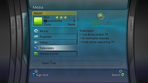 Xbox IPTV Screenshot Interface